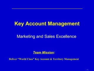 Key Account Management Marketing and Sales Excellence   Team Mission : Deliver “World Class” Key Account & Territory Management 