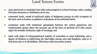 Land Tenure Forms
 