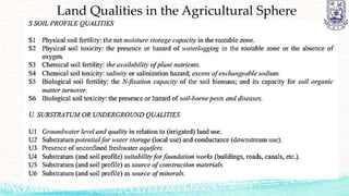Land Qualities in the Agricultural Sphere
 