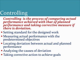 Controlling By Measuring Performance Concept of management | PPTX