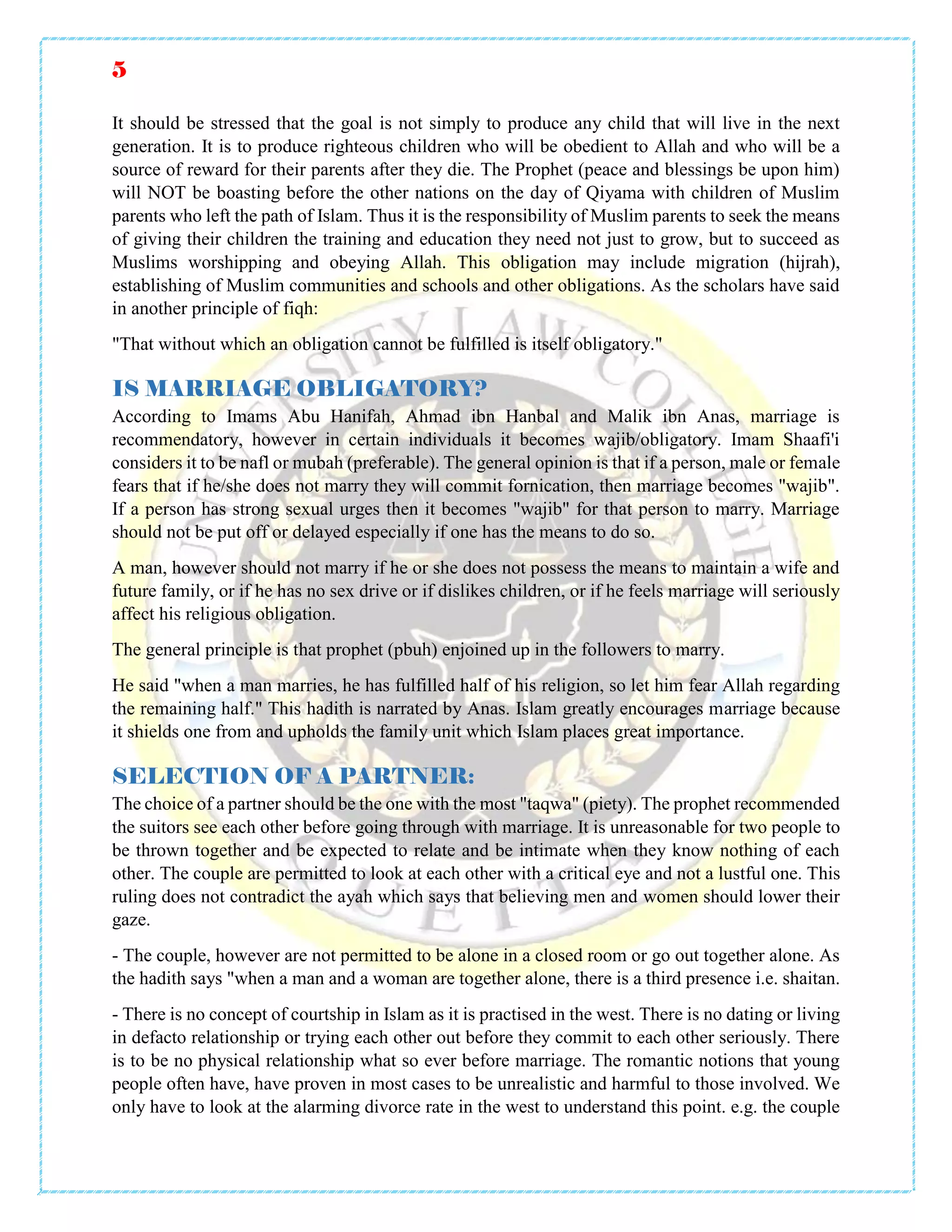 Concept of marriage in islam | PDF
