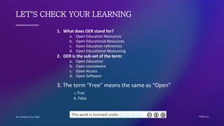 OPEN EDUCATIONAL RESOURCES: Concept of OER | PDF