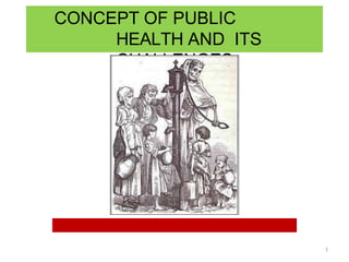 CONCEPT OF PUBLIC
HEALTH AND ITS
CHALLENGES
1
 