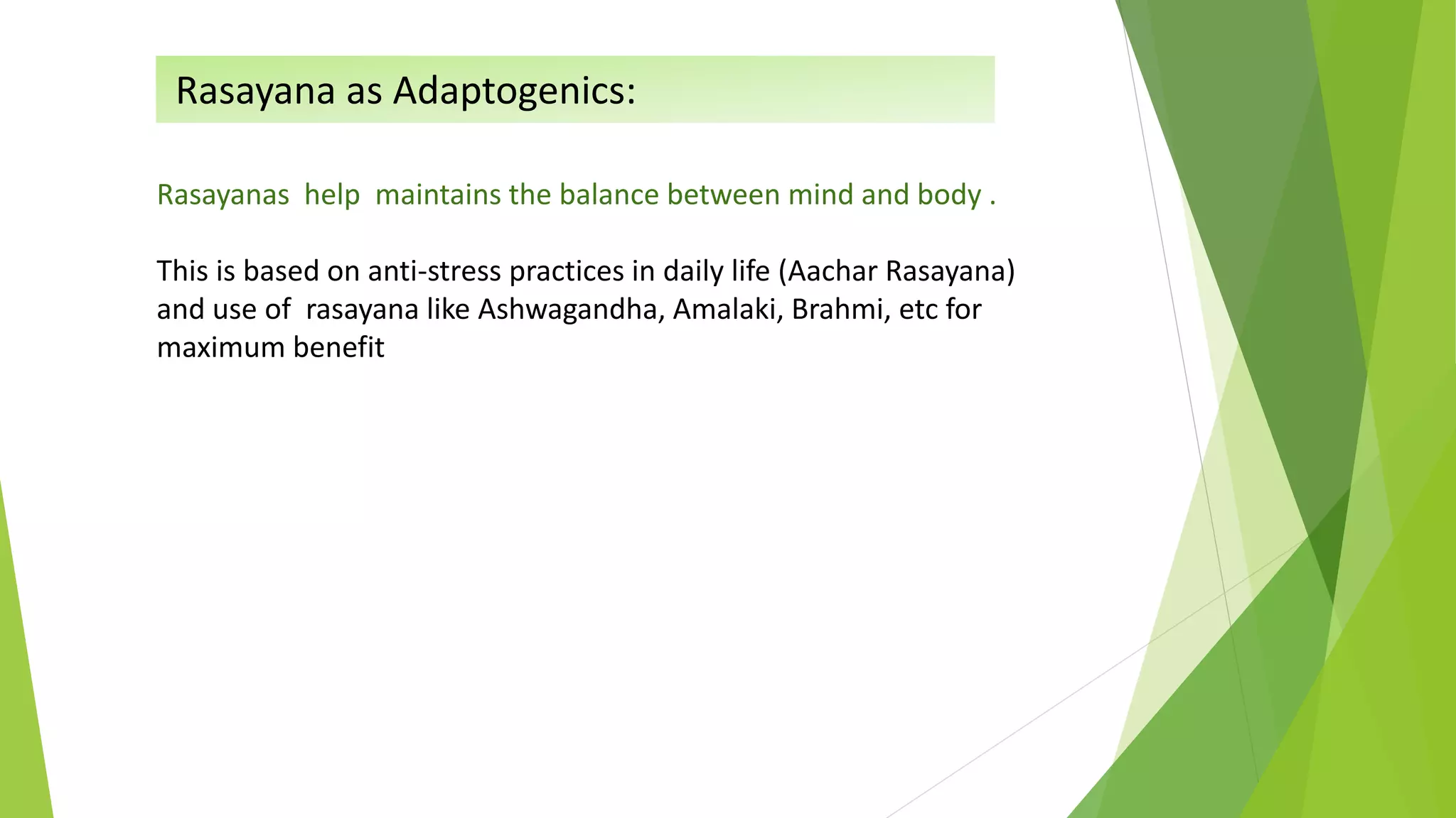 Concept of Rasayana in Ayurveda | PPT