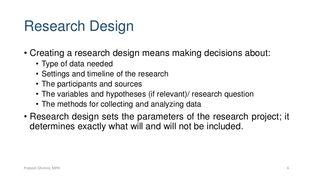 Concept of research design