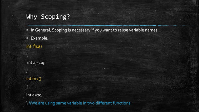 Concept of scoping in programming languages | PPT