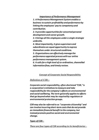 Training and development, and performance management process in an ...