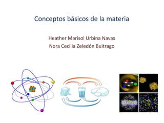 Conceptos básicos de la materia
Heather Marisol Urbina Navas
Nora Cecilia Zeledón Buitrago
 
