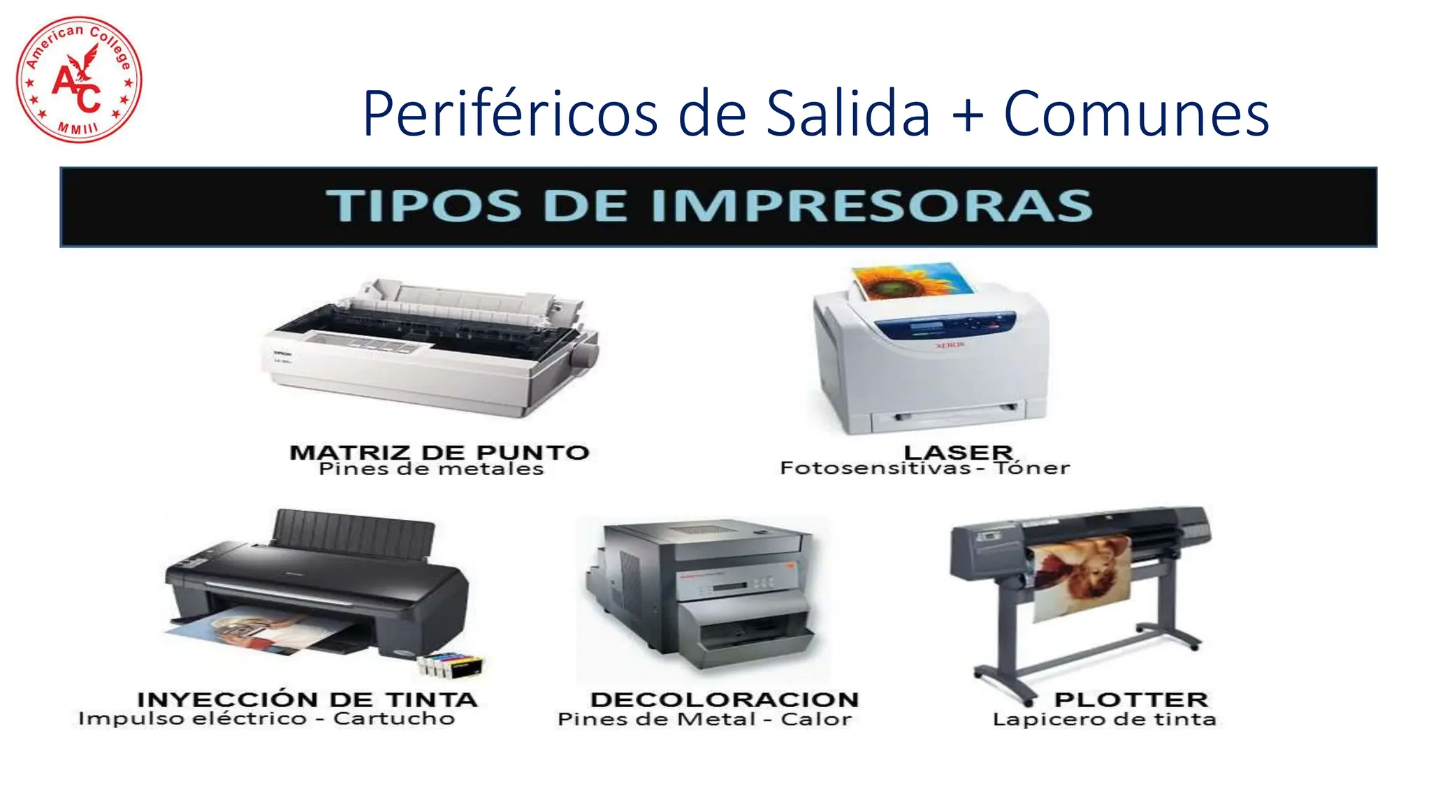 Periféricos de Salida + Comunes
 