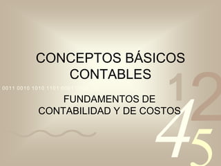 4210011 0010 1010 1101 0001 0100 1011
CONCEPTOS BÁSICOS
CONTABLES
FUNDAMENTOS DE
CONTABILIDAD Y DE COSTOS
 