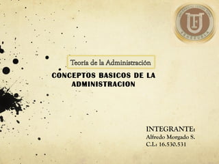 INTEGRANTE: Alfredo Morgado S. C.I.: 16.530.531  CONCEPTOS BASICOS DE LA ADMINISTRACION 