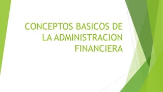 CONCEPTOS BASICOS DE
   LA ADMINISTRACION
          FINANCIERA
 