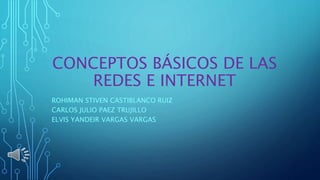 CONCEPTOS BÁSICOS DE LAS
REDES E INTERNET
ROHIMAN STIVEN CASTIBLANCO RUIZ
CARLOS JULIO PAEZ TRUJILLO
ELVIS YANDEIR VARGAS VARGAS
 