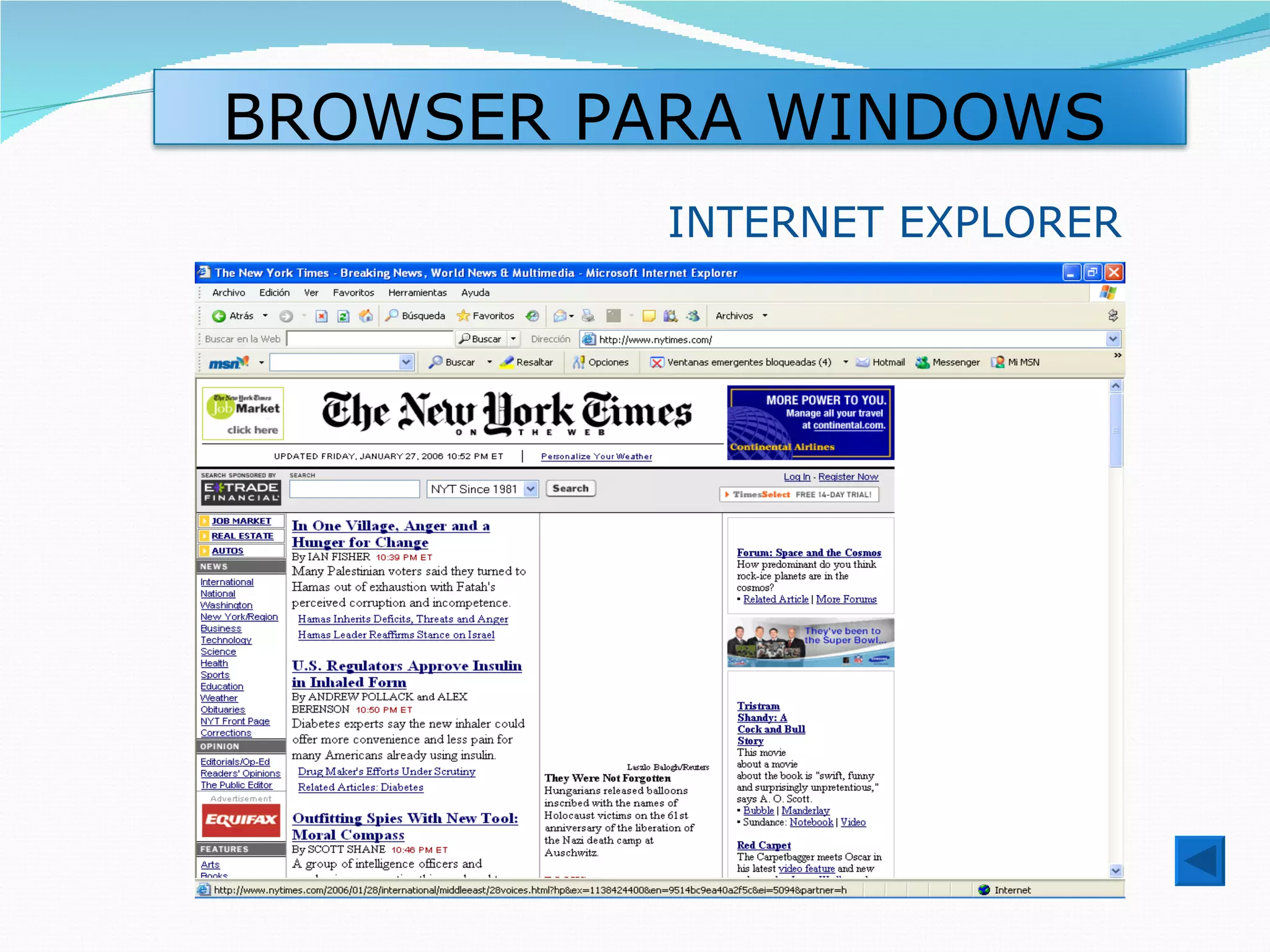 BROWSER PARA WINDOWS
          INTERNET EXPLORER
 