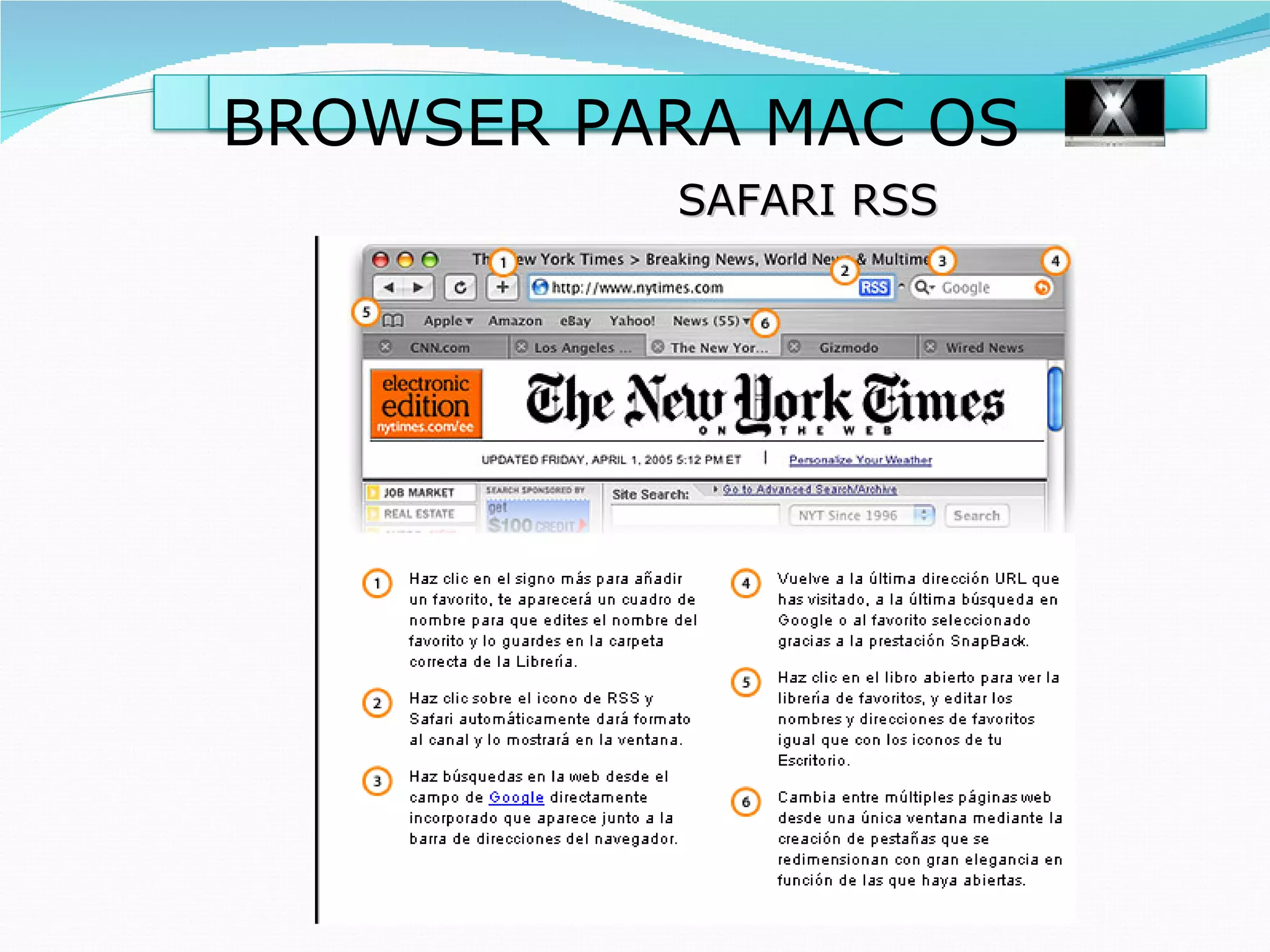 BROWSER PARA MAC OS
          SAFARI RSS
 