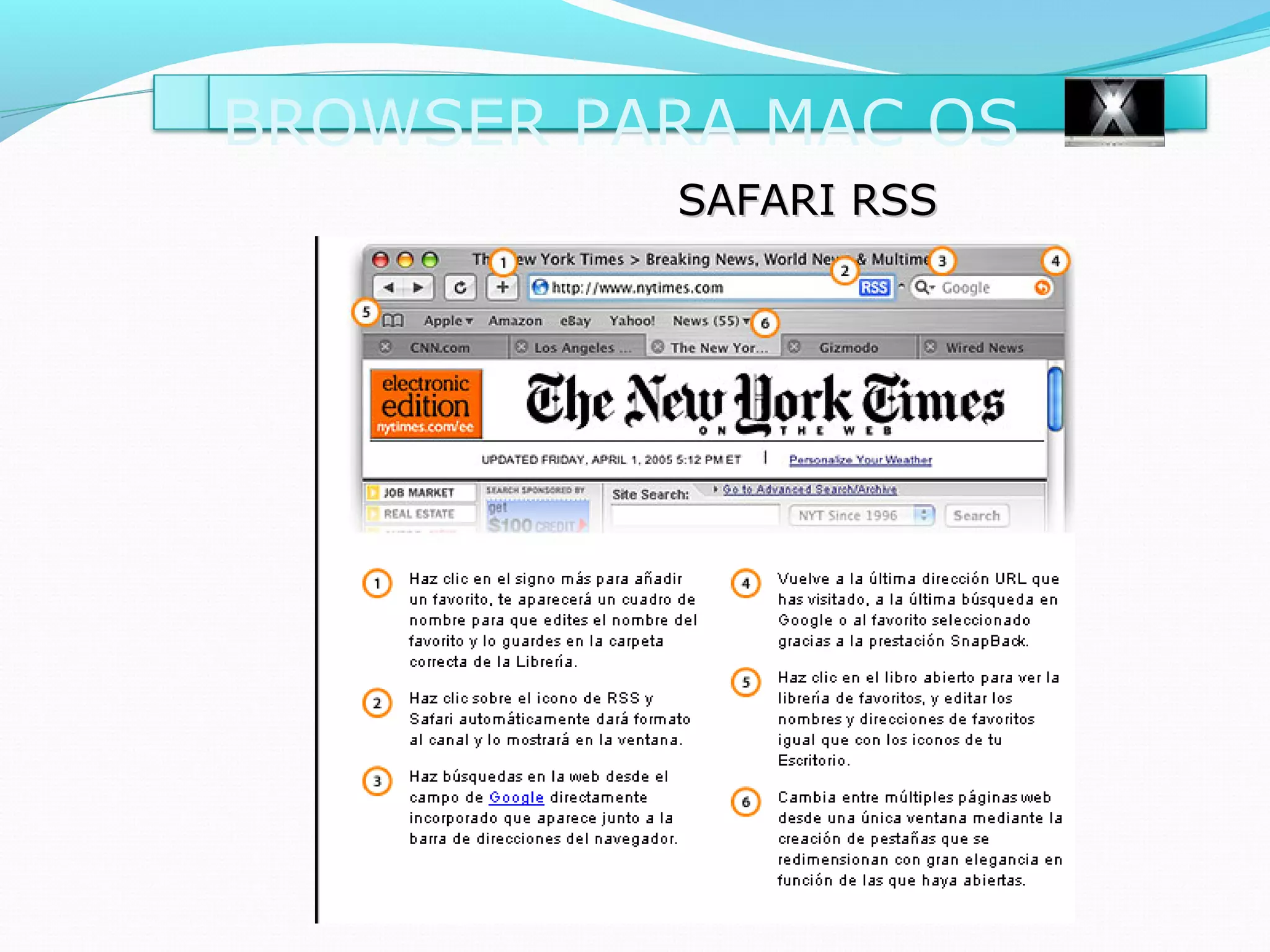 BROWSER PARA MAC OS
          SAFARI RSS
 