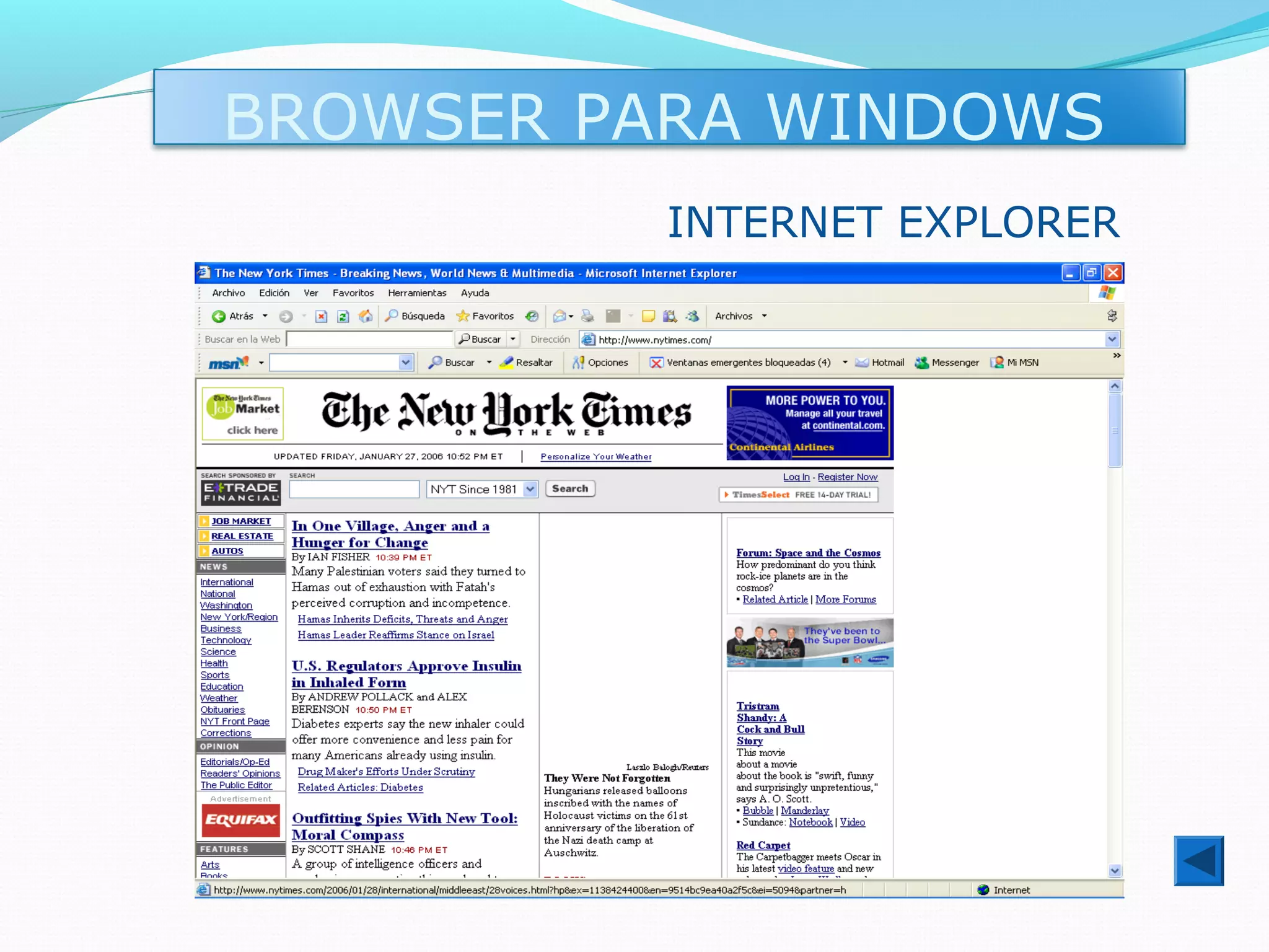 BROWSER PARA WINDOWS
          INTERNET EXPLORER
 