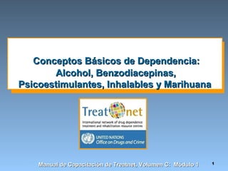 Conceptos Básicos de Dependencia:
Alcohol, Benzodiacepinas,
Psicoestimulantes, Inhalables y Marihuana

Manual de Capacitación de Treatnet, Volumen C: Módulo 1

1

 