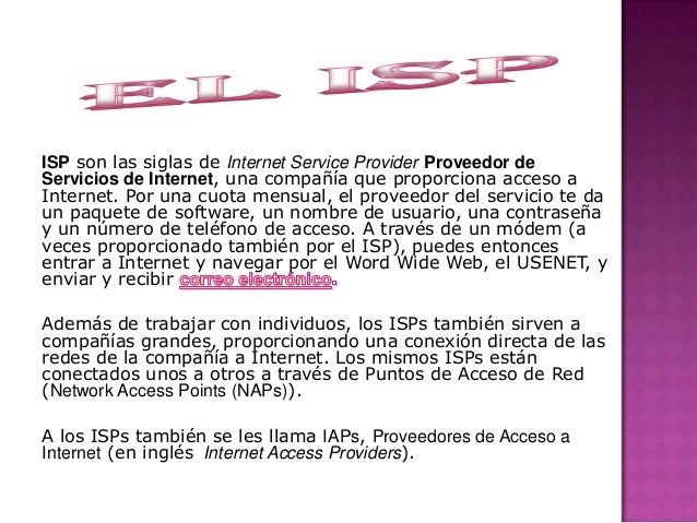Resultado de imagen para isp internet service provider proveedor de servicios de internet mapa mental