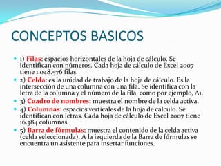 Conceptos basicos excel 2007 | PPTX