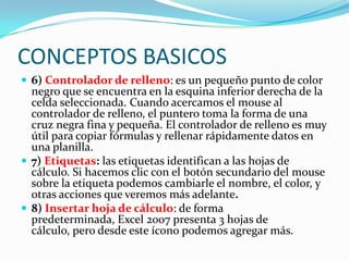 Conceptos basicos excel 2007 | PPTX