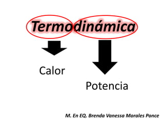 Termodinámica
M. En EQ. Brenda Vanessa Morales Ponce
Calor
Potencia
 