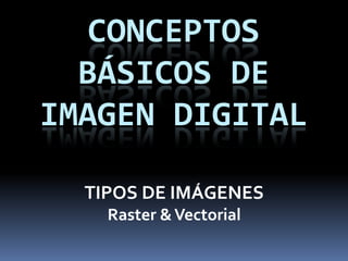 CONCEPTOS
  BÁSICOS DE
IMAGEN DIGITAL

  TIPOS DE IMÁGENES
    Raster & Vectorial
 
