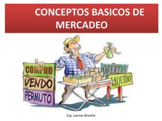 CONCEPTOS BASICOS DE
MERCADEO

Esp. Leonar Briceño

 