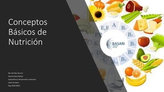Conceptos
Básicos de
Nutrición
Ma. Del Pilar Serna G.
Nutricionista-Dietista
Especialista en Alimentación y Nutrición
Coach de Salud
Reg. MND 02624
 