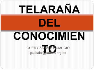 LA
TELARAÑA
DEL
CONOCIMIEN
TOGUERY ZABALA GUMUCIO
gzabala@padem.org.bo
 