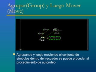 Agrupar(Group) y Luego Mover
(Move)
 Agrupando y luego moviendo el conjunto de
símbolos dentro del recuadro se puede proceder al
procedimiento de autoruteo
 