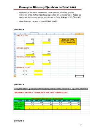 Conceptos básicos y ejercicios excel 2007 | DOC