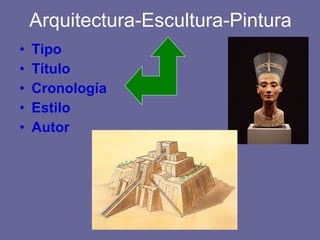 Arquitectura-Escultura-Pintura Tipo Título Cronología Estilo Autor