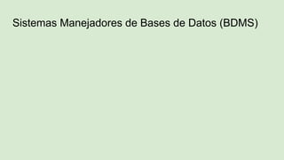Sistemas Manejadores de Bases de Datos (BDMS)
 