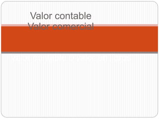 Valor contable
Valor comercial
Valor contable o valor en libros
 