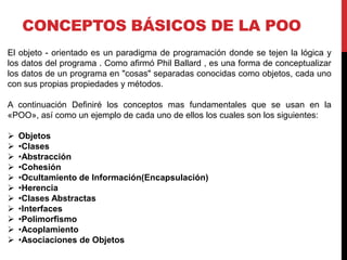 Conceptos de POO (Programacion Orientada a Objetos) | PPTX