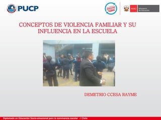 CONCEPTOS DE VIOLENCIA FAMILIAR Y SU
INFLUENCIA EN LA ESCUELA
DEMETRIO CCESA RAYME
 
