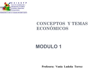 CONCEPTOS Y TEMAS
ECONÓMICOS
MODULO 1
Profesora: Vania Ludeña Torrez
 