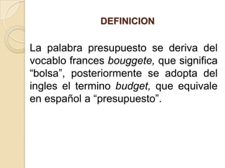 GENERALIDADESEsta auditoria conllevaría a concluir que:La planeación y el control financiero como parte de la planeación estratégica se materializan por medio de un presupuesto.