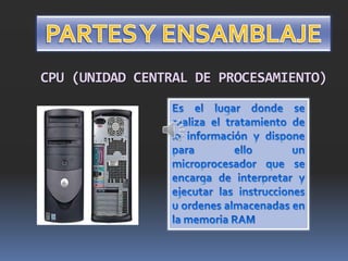 CPU (UNIDAD CENTRAL DE PROCESAMIENTO)
 