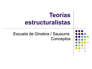 Teorías estructuralistas Escuela de Ginebra / Sausurre. Conceptos 