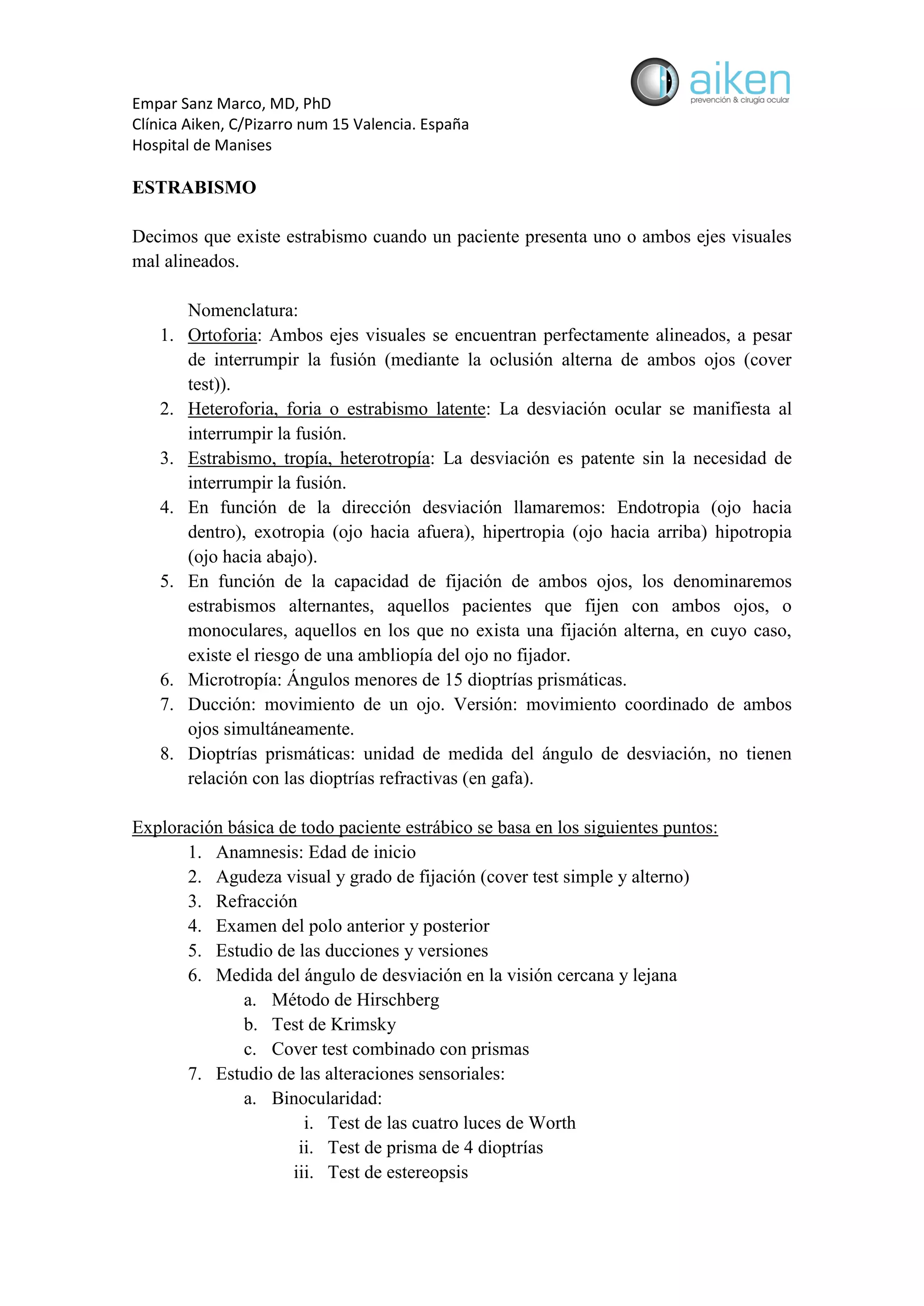 Estrabismo, Endotropia & Exotropia, tipos y tratamiento | PDF