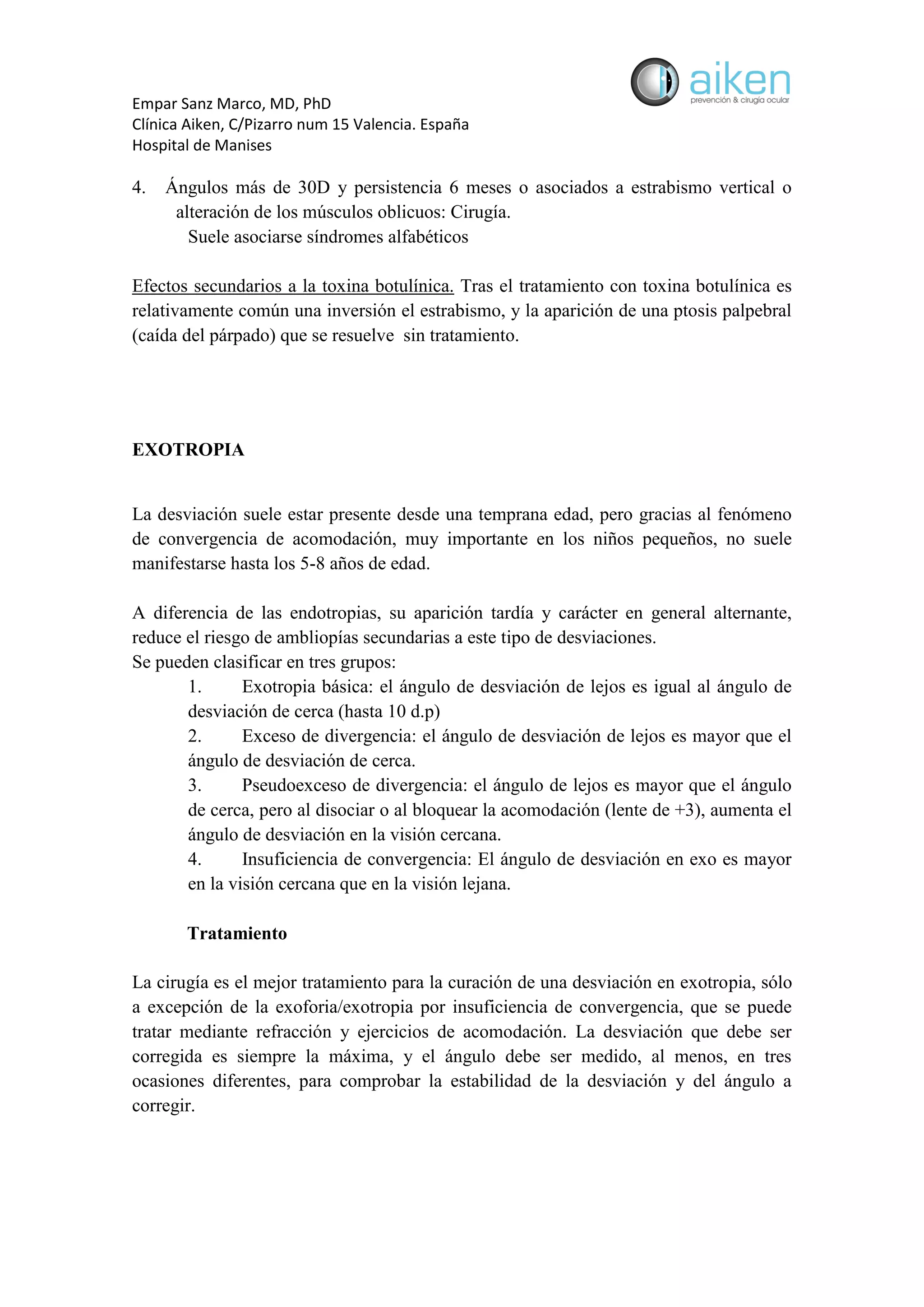 Estrabismo, Endotropia & Exotropia, tipos y tratamiento | PDF