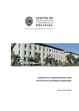 CONCEPTOS Y ORIENTACIONES PARA
POLÍTICAS DE SEGURIDAD CIUDADANA
Patricio Tudela (Ph.D.)
 