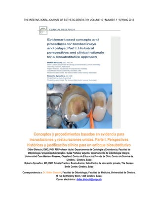 Evidence-Based Concepts and Procedures for Adhesive Inlays and Onlays ...