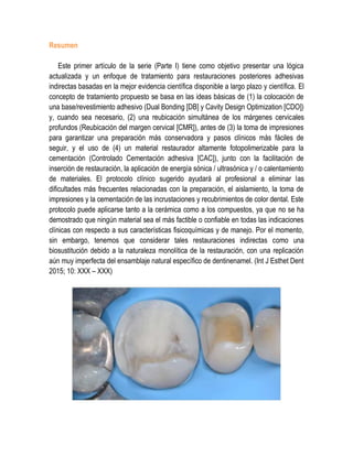Evidence-Based Concepts and Procedures for Adhesive Inlays and Onlays ...