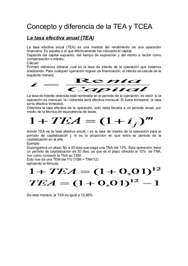 Concepto y diferencia de la tea y tcea