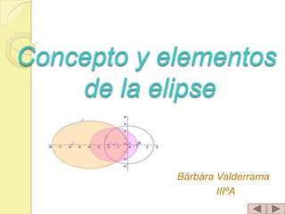 Concepto y elementos
de la elipse
Bárbara Valderrama
IIIºA
 