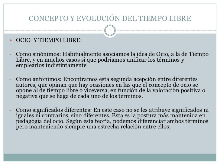 Concepto y evolución del tiempo libre