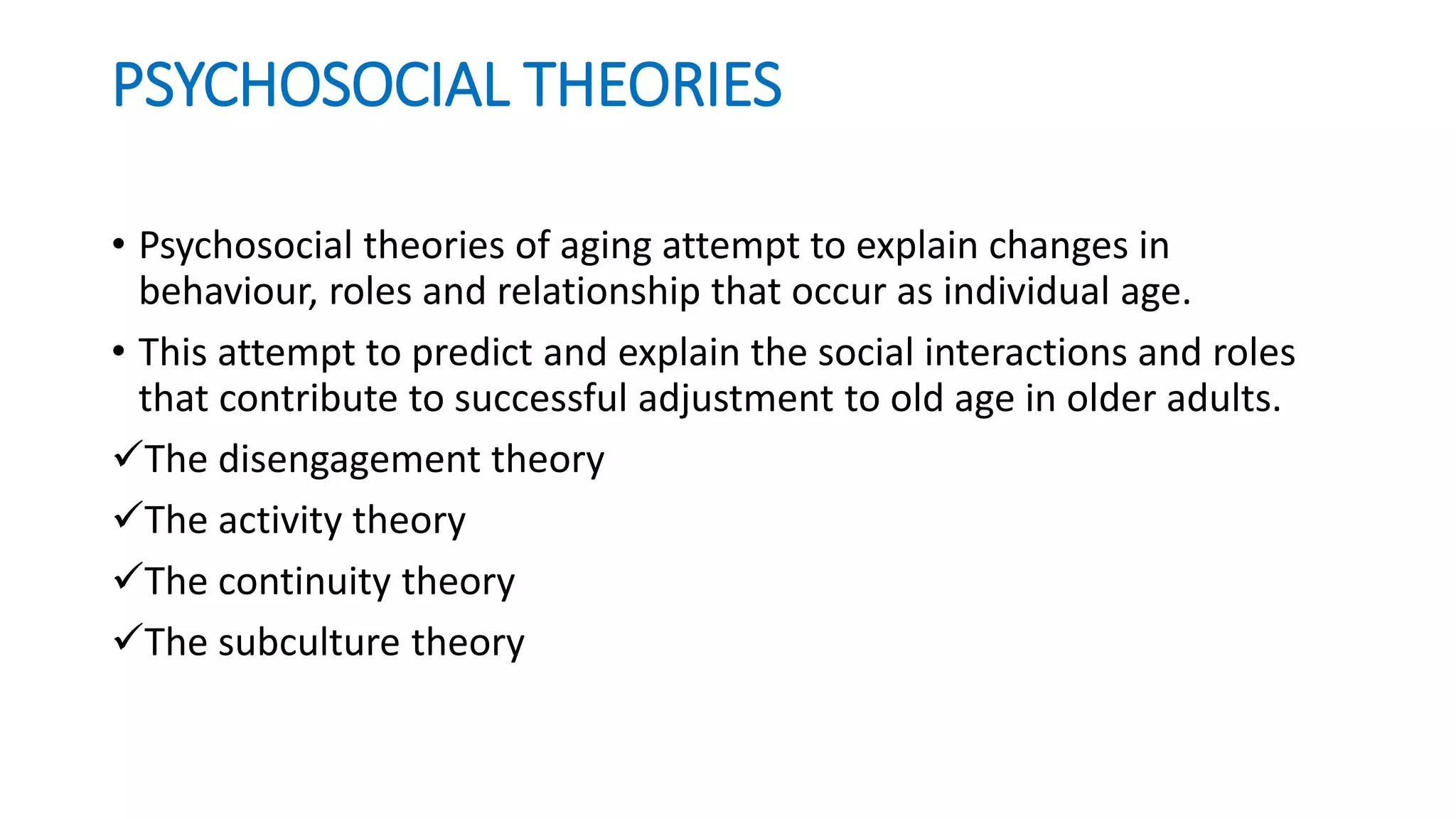 Concepts and theories of aging | PPTX